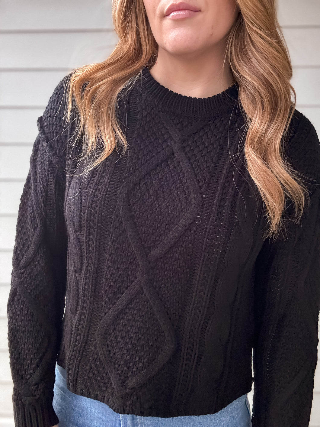 Gabby Cable Knit Sweater in Black