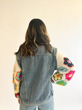 Load image into Gallery viewer, Crochet Sleeve Denim Jacket
