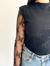 Load image into Gallery viewer, Sheer Lace Top in Black
