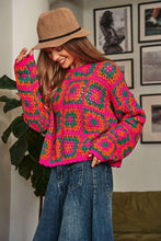 Load image into Gallery viewer, Crochet Patchwork Round Neck Pullover Sweater Top
