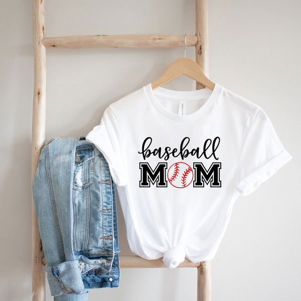 Baseball Mom With Ball Short Sleeve Graphic Tee