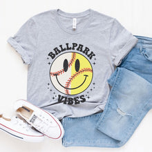 Load image into Gallery viewer, Vintage Ballpark Vibes Smiley Face Tee
