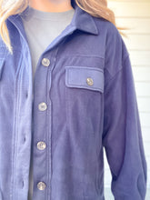 Load image into Gallery viewer, Maxine Button Down Fleece Jacket in Navy
