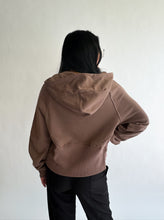 Load image into Gallery viewer, Scuba Full Zip Crop Hoodie in Mocha
