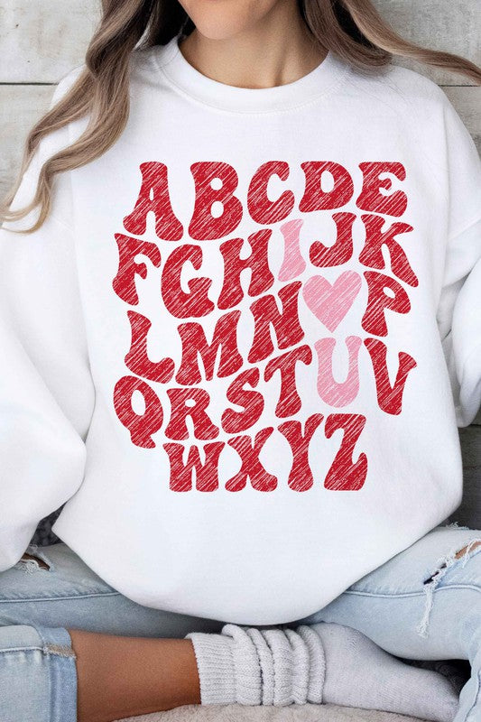 ABCD I LOVE YOU VALENTINES GRAPHIC SWEATSHIRT