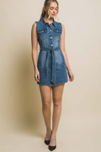 Load image into Gallery viewer, Denim Strapless Dress with Waist Tie
