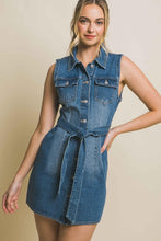 Load image into Gallery viewer, Denim Strapless Dress with Waist Tie
