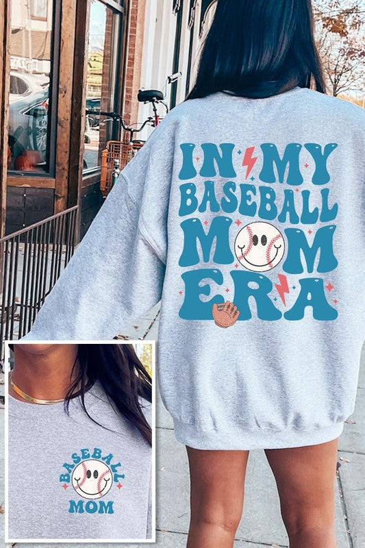 Baseball Mom Front Back Graphic Fleece Sweatshirts