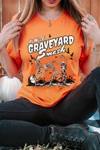 Load image into Gallery viewer, Graveyard Smash Skeleton Halloween Graphic Tee
