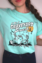 Load image into Gallery viewer, Graveyard Smash Skeleton Halloween Graphic Tee
