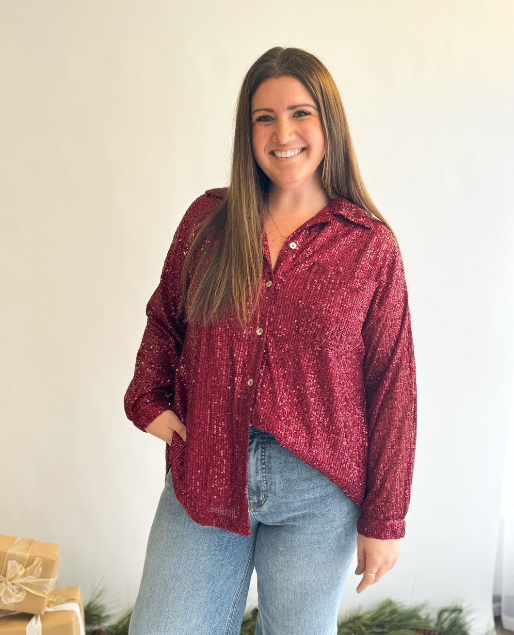 Clara Sparkle Button Down Top