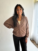 Load image into Gallery viewer, Scuba Full Zip Crop Hoodie in Mocha
