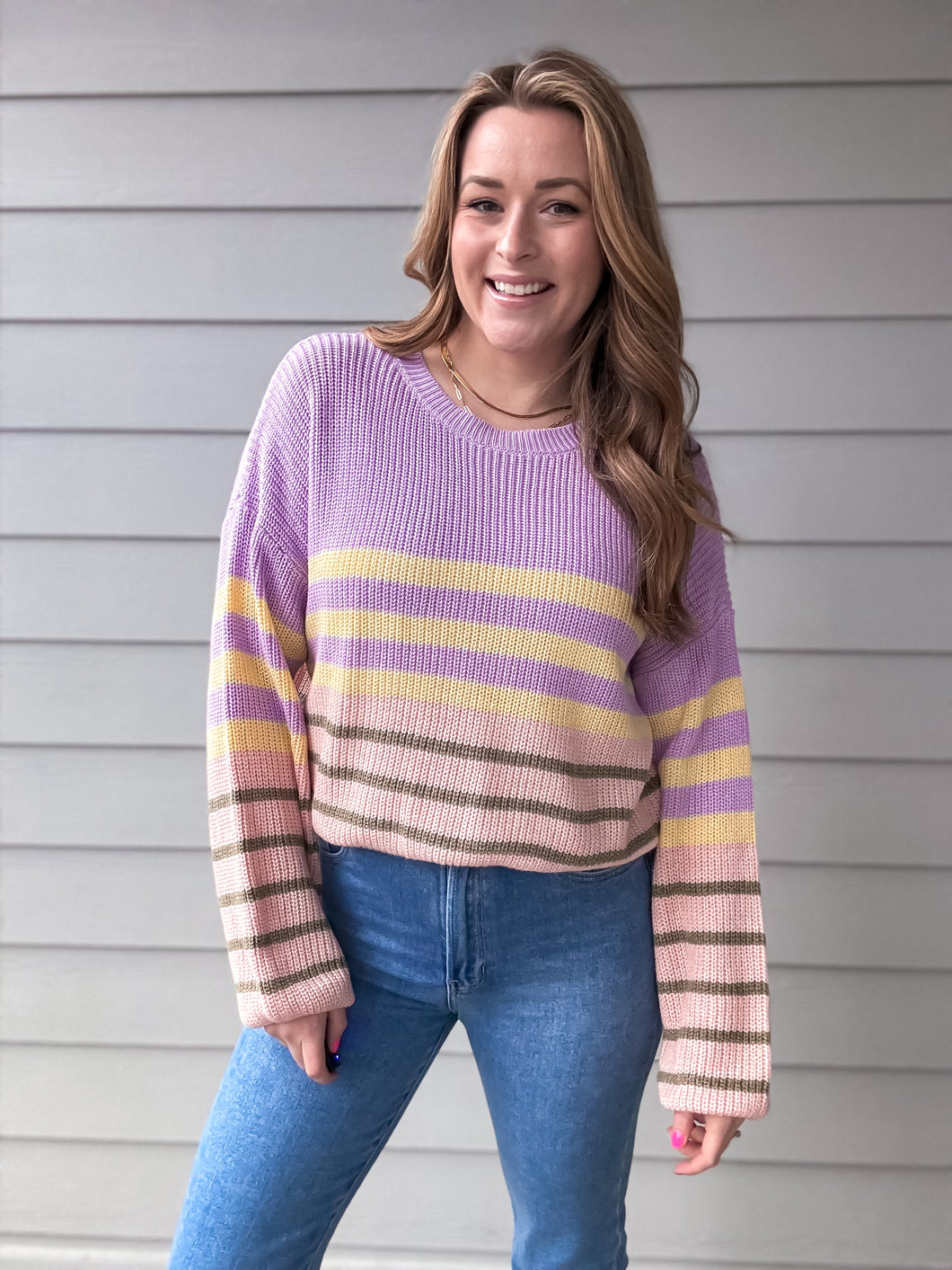 Text Me Multi Stripe Sweater