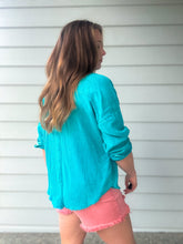 Load image into Gallery viewer, Cotton Gauze Button Down in Teal
