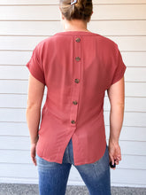 Load image into Gallery viewer, Aubrey Button Back Top in Terracotta
