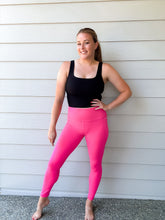 Load image into Gallery viewer, Essential Solid High Waist Leggings in Electric Pink
