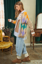 Load image into Gallery viewer, Plush Argyle Button Front Loose Fit Knit Cardigan
