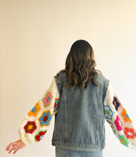 Load image into Gallery viewer, Crochet Sleeve Denim Jacket
