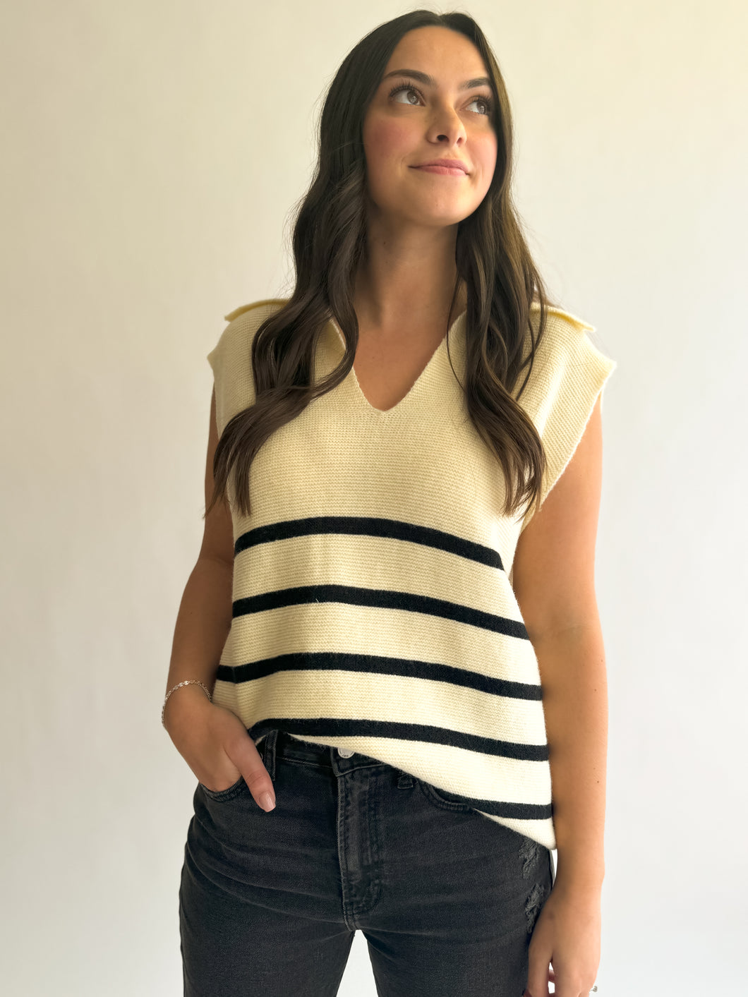 Collared Stripe Sweater Vest