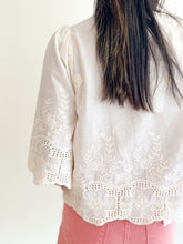 Load image into Gallery viewer, Floral Embroidery Tie Front Blouse
