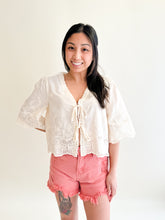 Load image into Gallery viewer, Floral Embroidery Tie Front Blouse
