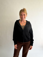 Load image into Gallery viewer, Scuba Full Zip Crop Hoodie in Black
