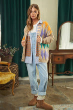 Load image into Gallery viewer, Plush Argyle Button Front Loose Fit Knit Cardigan
