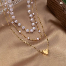 Load image into Gallery viewer, Hearts &amp; Pearl Layered Necklace
