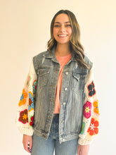 Load image into Gallery viewer, Crochet Sleeve Denim Jacket
