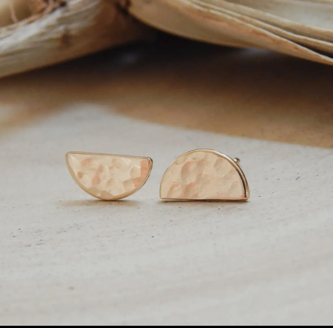 Hammered Half Circle Earring