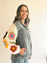 Load image into Gallery viewer, Crochet Sleeve Denim Jacket
