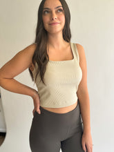 Load image into Gallery viewer, Ribbed Square Neck Crop Top in Seashell
