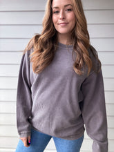 Load image into Gallery viewer, Luxury Corded Crewneck in Charcoal
