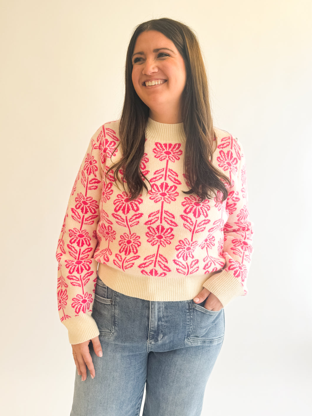 Pink Floral Sweater