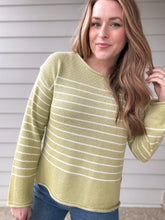 Load image into Gallery viewer, Spring Green Rolled Trim Sweater
