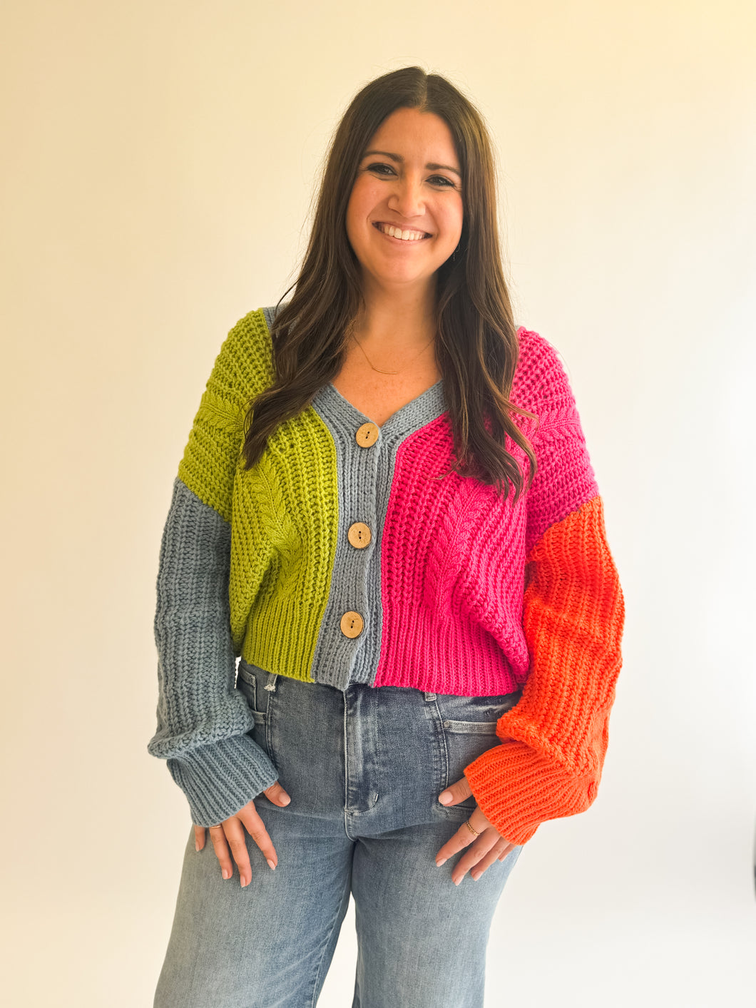 Vibrant Colorblock Cardigan