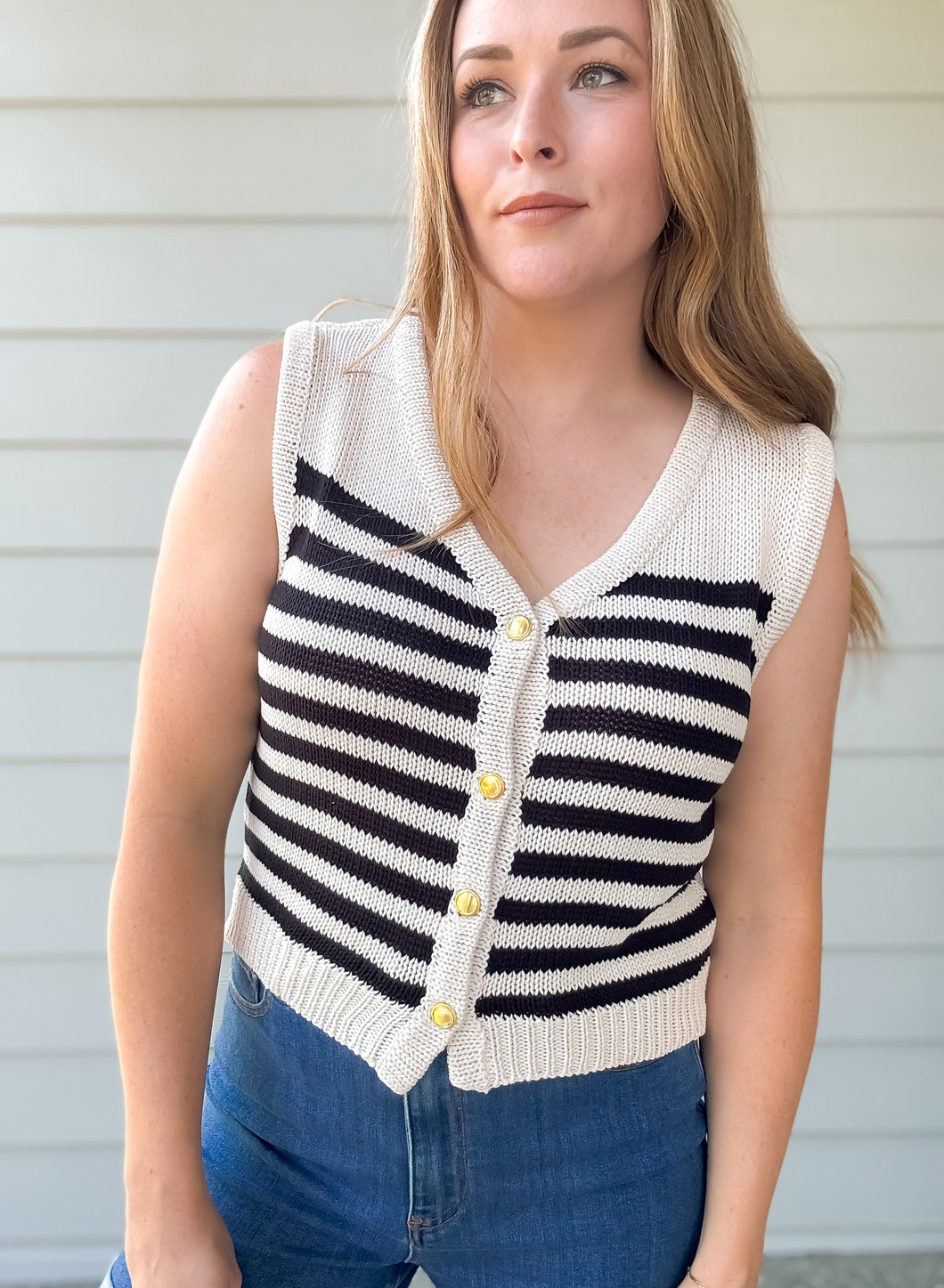 Marie Stripe Sweater Vest