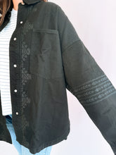 Load image into Gallery viewer, Embroidered Black Denim Shacket
