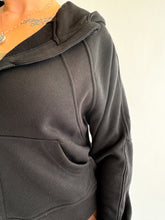 Load image into Gallery viewer, Scuba Full Zip Crop Hoodie in Black
