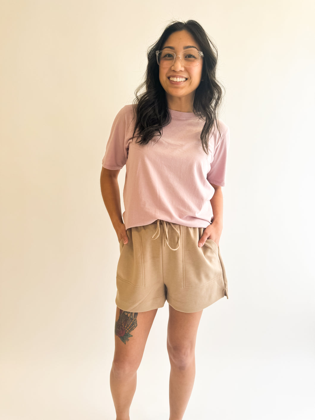 Boxy Fit Tee in Pearl Pink