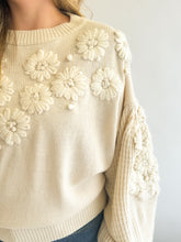 Load image into Gallery viewer, Hand Embroidered Flower Sweater
