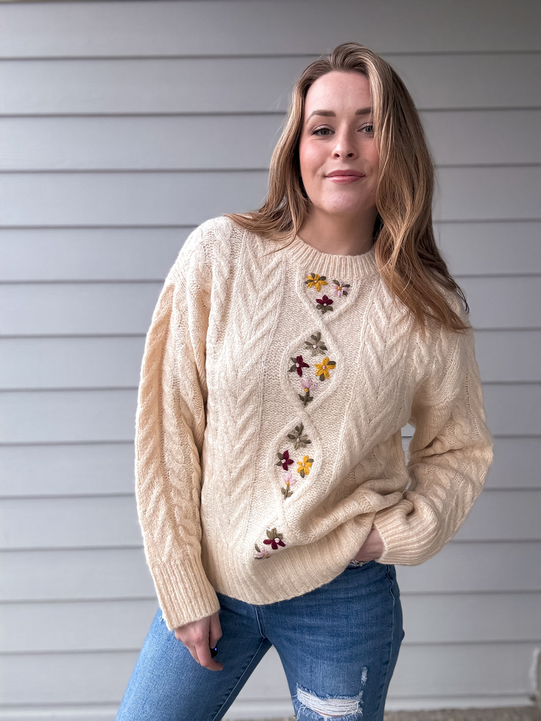 Floral Embroidered Sweater