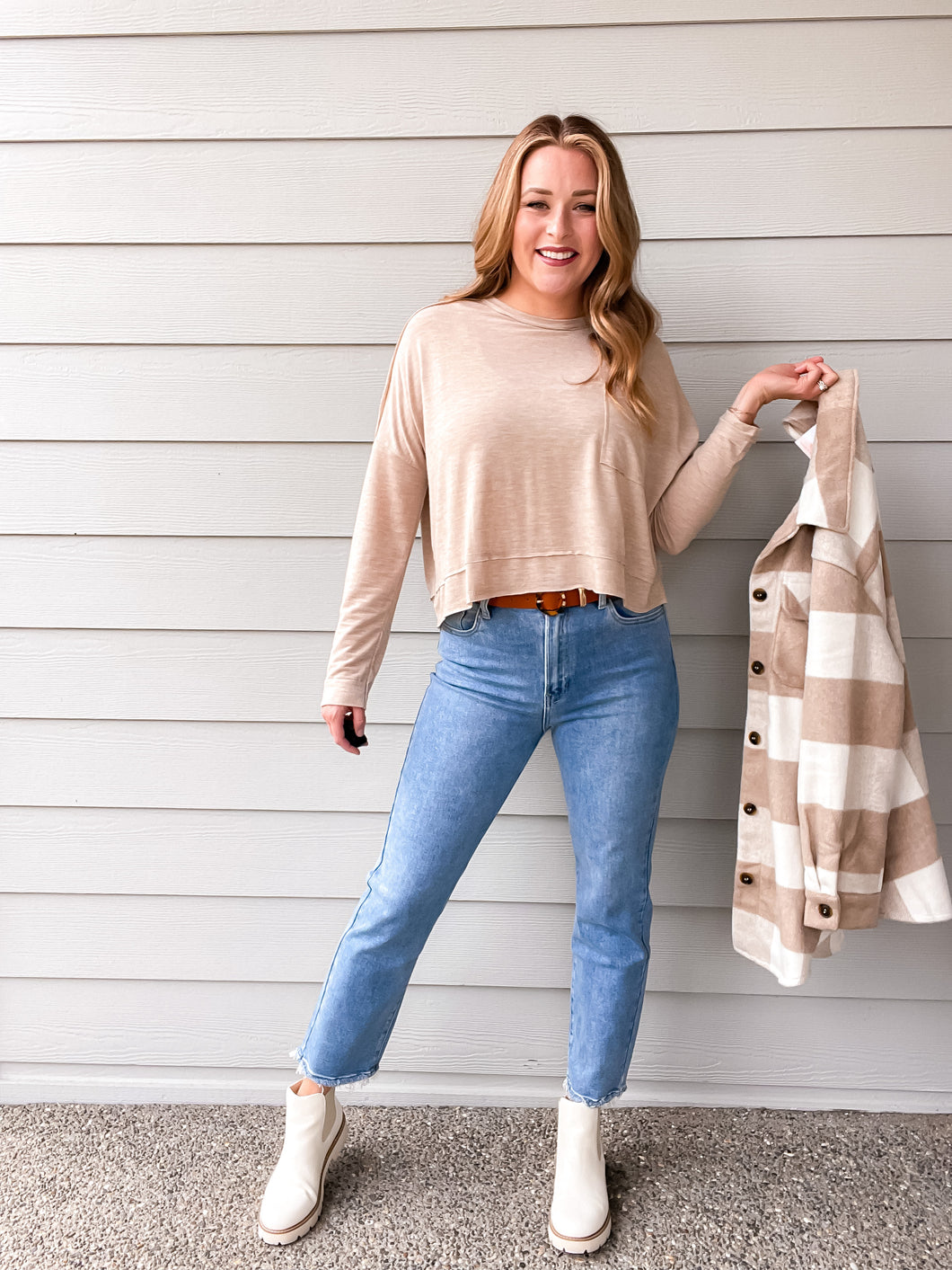 Boxy Fit Long Sleeve in Oatmeal