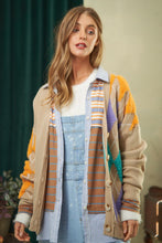 Load image into Gallery viewer, Plush Argyle Button Front Loose Fit Knit Cardigan
