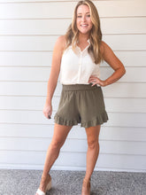 Load image into Gallery viewer, Olive Ruffle Shorts

