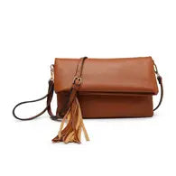Foldover Crossbody Purse in Camel