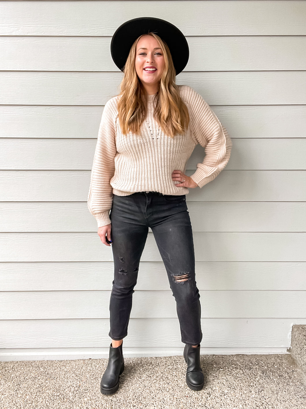 Carsyn Destroyed Black Jeans