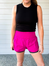 Load image into Gallery viewer, High Waisted Nylon Shorts in Magenta
