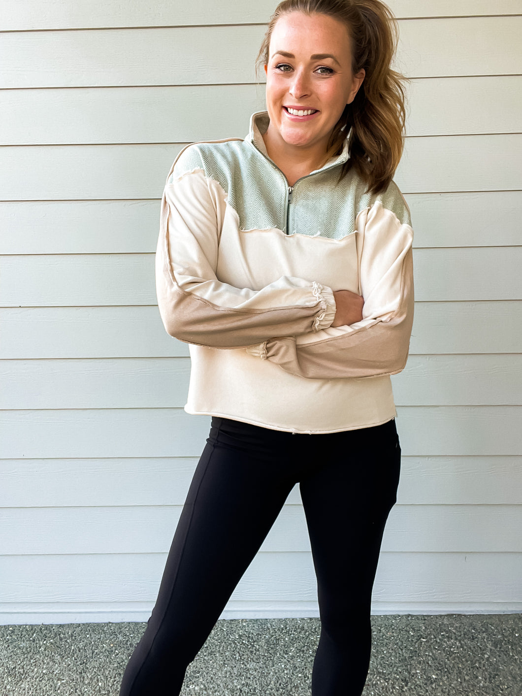 Color Block Half Zip Pullover
