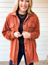 Load image into Gallery viewer, Maxine Button Down Fleece Jacket in Rust
